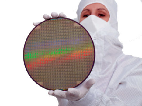 Woman showing a wafer