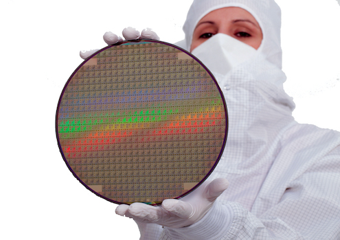 Woman showing a wafer